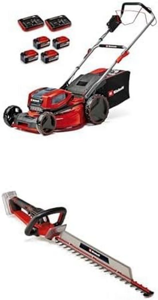 Tondeuse à gazon professionnelle sans fil Einhell GP-CM 36/47 S HW Li Power X-Change (36 V, largeur de coupe 47 cm, autotractée, moteur sans balais) Livrée avec 4 batteries 4,0 Ah et 2 chargeurs doubles