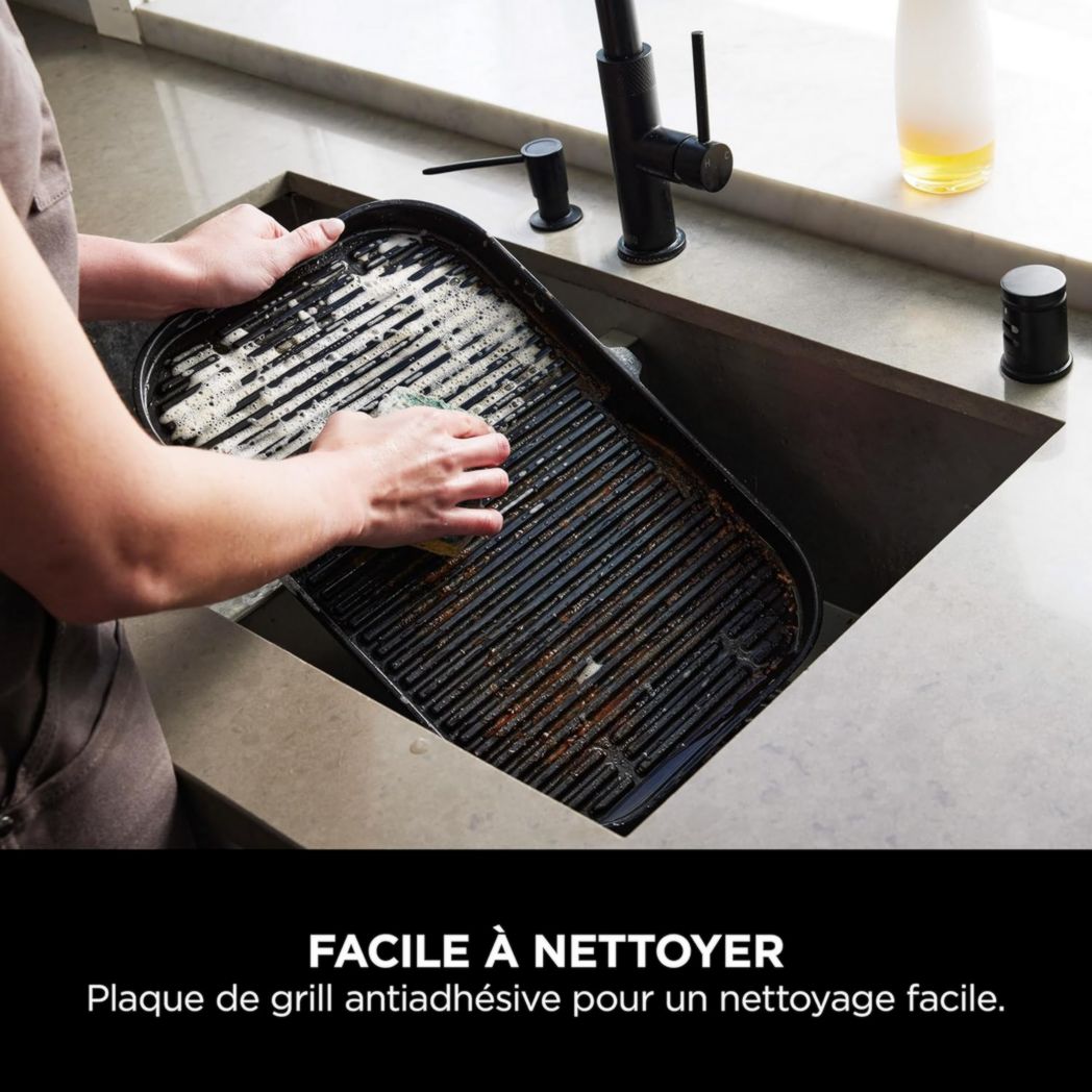 Barbecue et fumoir électrique Ninja Woodfire Pro XL avec thermomètre, barbecue d'extérieur 4 en 1 et friteuse à air avec système de cuisson intelligent et granulés de bois, portable, gris/noir, OG850EU
