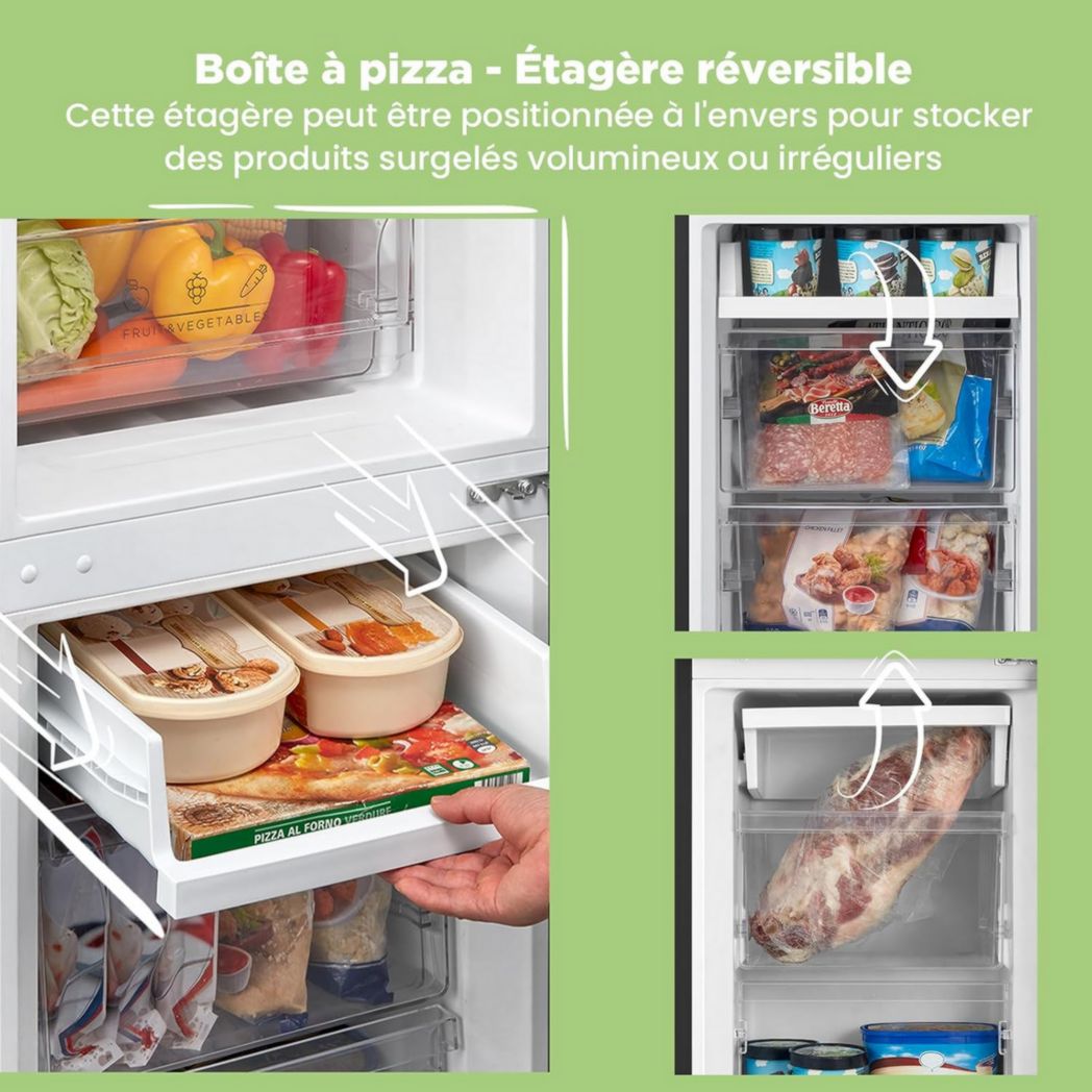 Réfrigérateur Comfee' RCB169DK2(E) avec congélateur / Hauteur 150 cm / Low Frost / Température de réfrigérateur réglable / Éclairage LED / 195 kWh/an / Réfrigérateur 115 L / Congélateur 59 L / Noir