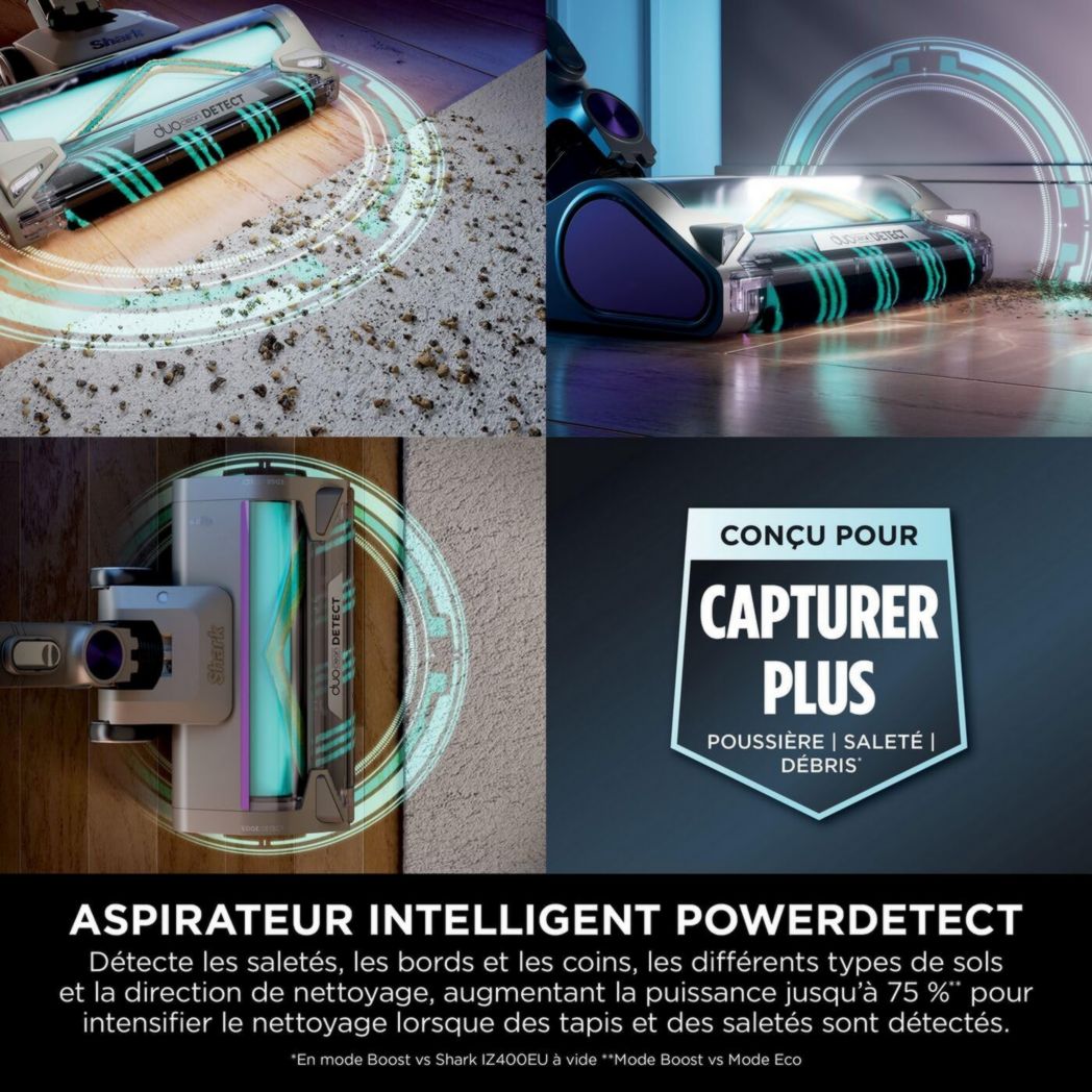 Aspirateur sans fil Shark Detect Clean & Empty IW3612AMZEU, blanc, 240 W, 2 litres