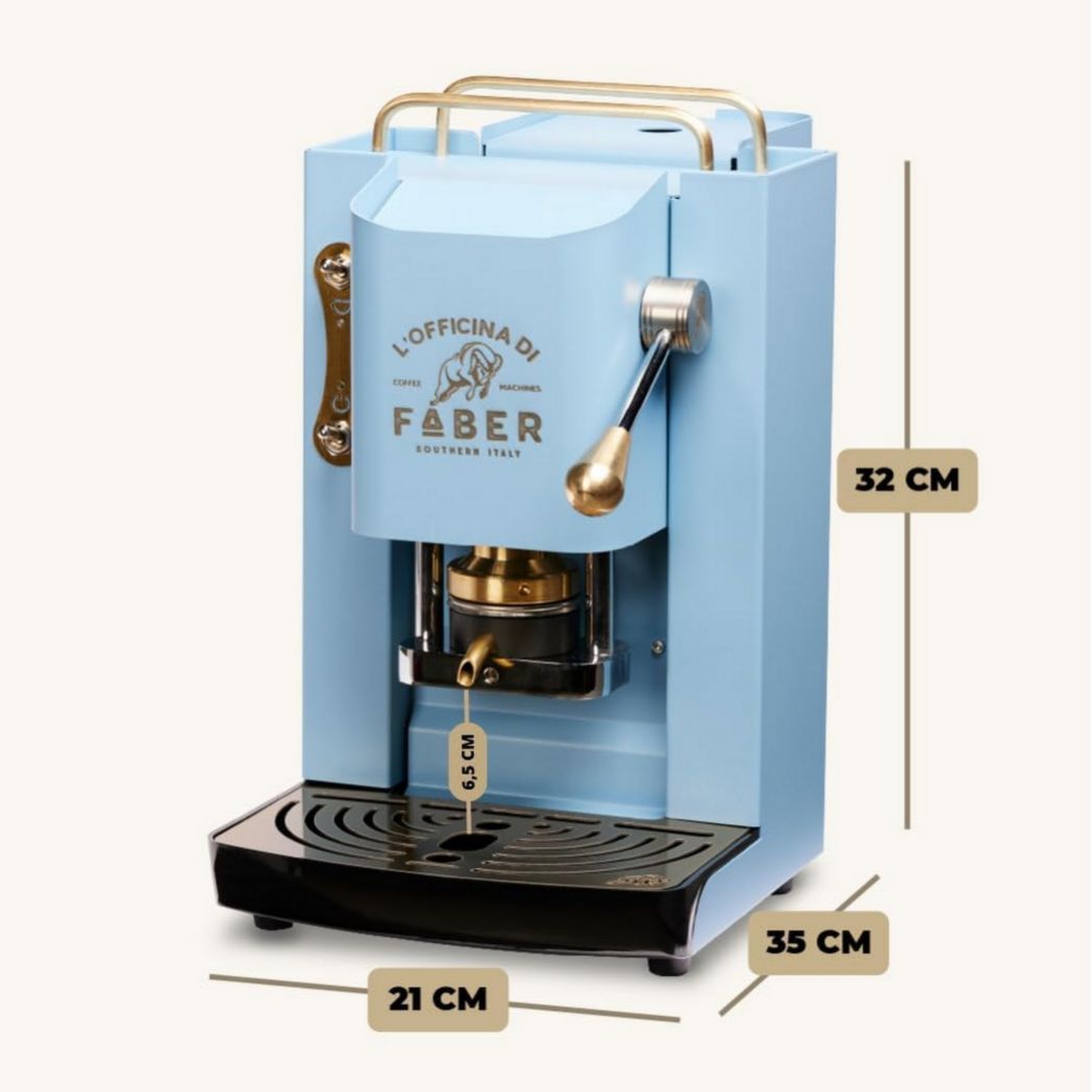 Machines à café Faber | Modèle Pro Total Inox Deluxe | Machine à café à dosettes 44 mm | Pressostat réglable en laiton | Électrovanne standard (laiton)