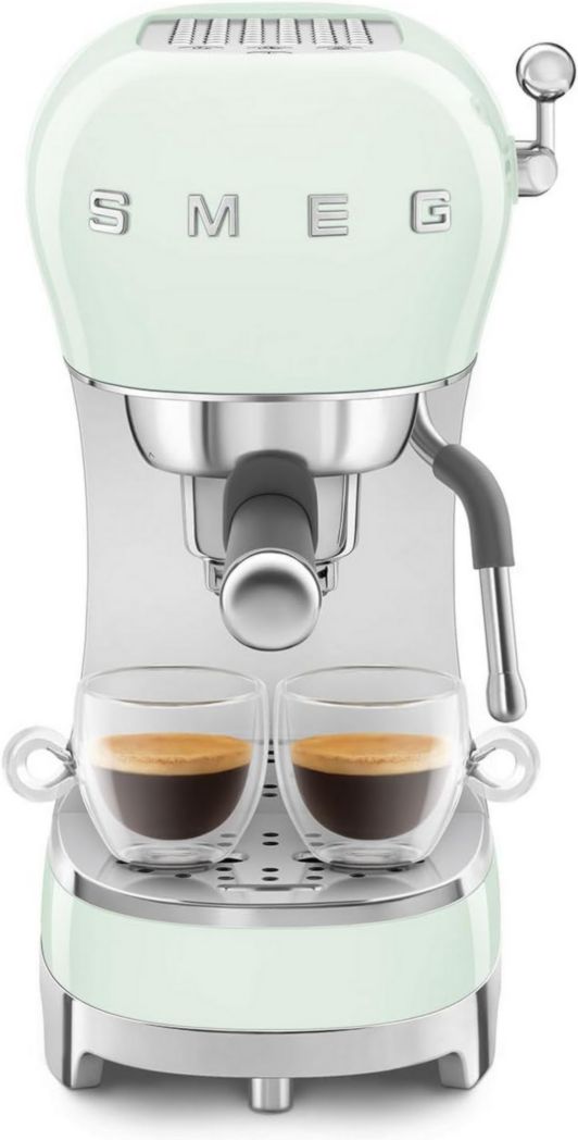 Smeg, ECF02CREU Machine à expresso manuelle, système Thermoblock et buse vapeur, 4 fonctions expresso, plateau amovible, porte-filtre, réservoir d'eau 1 L, dimensions compactes, 1350 W, couleur crème