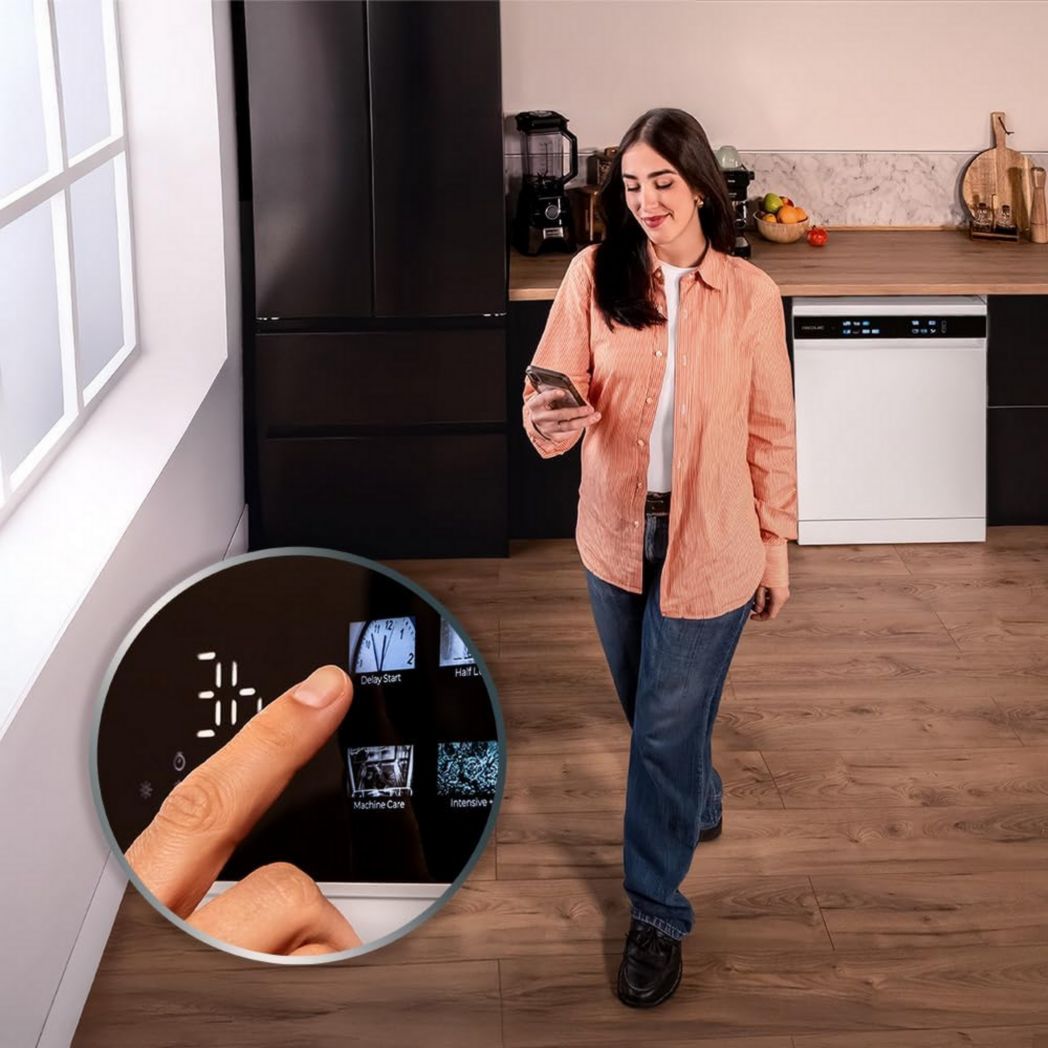 Lave-vaisselle Cecotec 60cm Bolero Aguazero 6700 B Lave-vaisselle blanc, 15 couverts, Classe B, moteur Inverter Plus, O2 Dry, Lavage Dual Zone, Plateau réglable, Turbo Dry+ et Demi-charge.