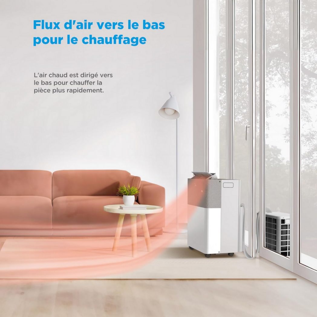 Climatiseur portable 4-en-1 silencieux MIDEA PortaSplit | 12 000 BTU | 3,5 kW, chauffage et climatiseur portables prêts à installer - Climatiseur portable avec refroidisseur, déshumidificateur, chauffage et ventilateur