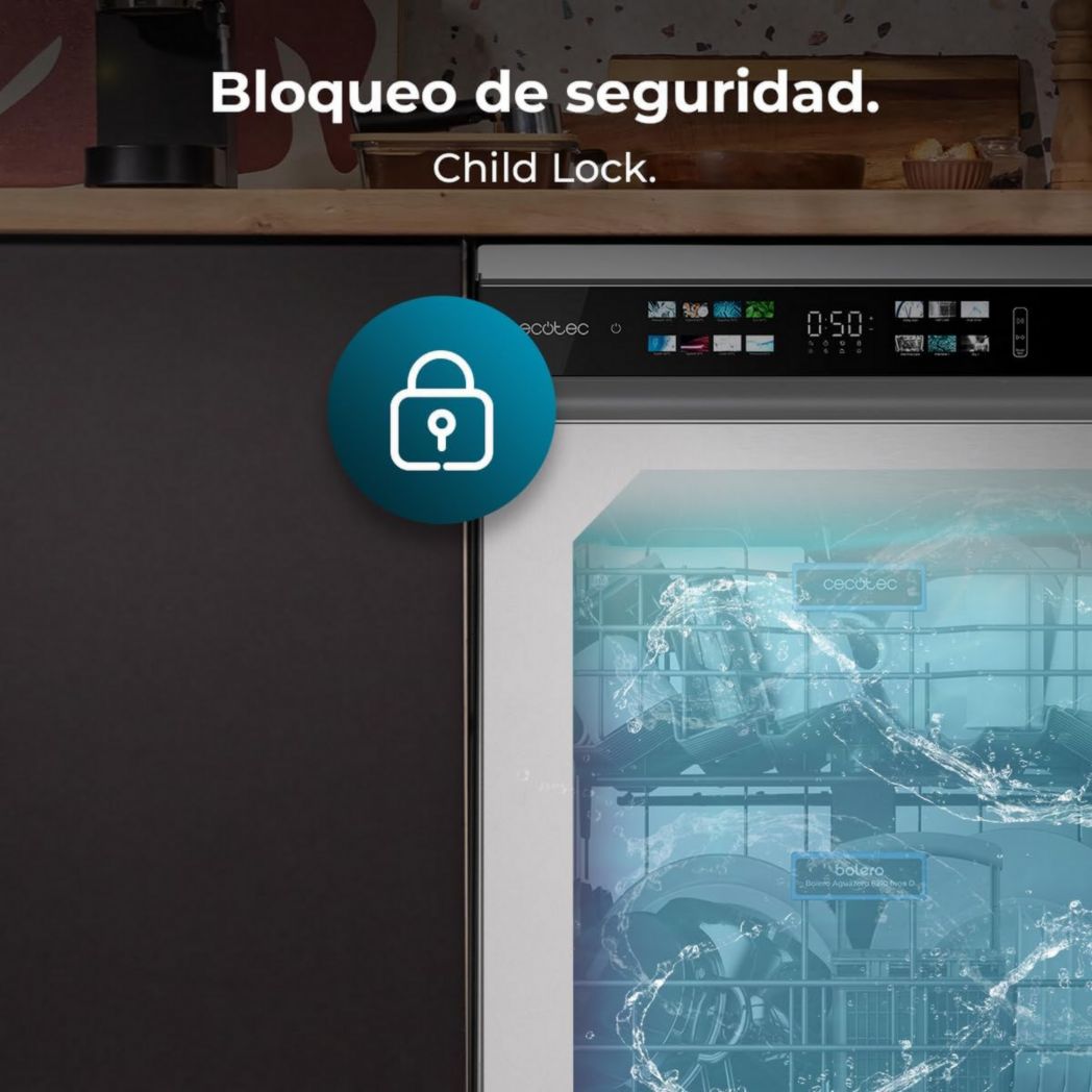 Lave-vaisselle Cecotec 60cm Bolero Aguazero 6700 B Lave-vaisselle blanc, 15 couverts, Classe B, moteur Inverter Plus, O2 Dry, Lavage Dual Zone, Plateau réglable, Turbo Dry+ et Demi-charge.