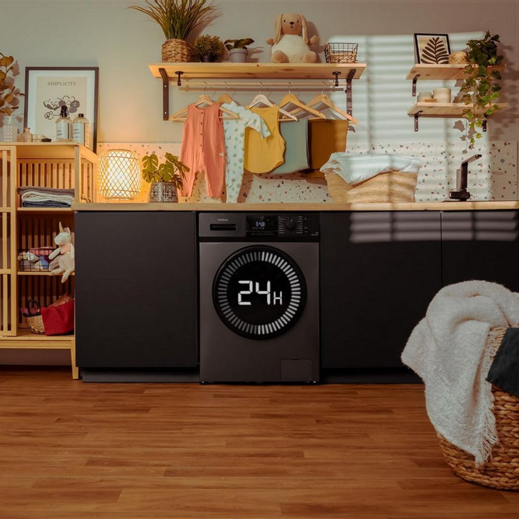 Lave-linge frontal Cecotec Bolero Dresscode 9410 Inverter A 9 kg. Puissance : 1 900 W, 1 400 tr/min réglable, 16 programmes, faible consommation d'énergie, vapeur, stérilisation du linge.