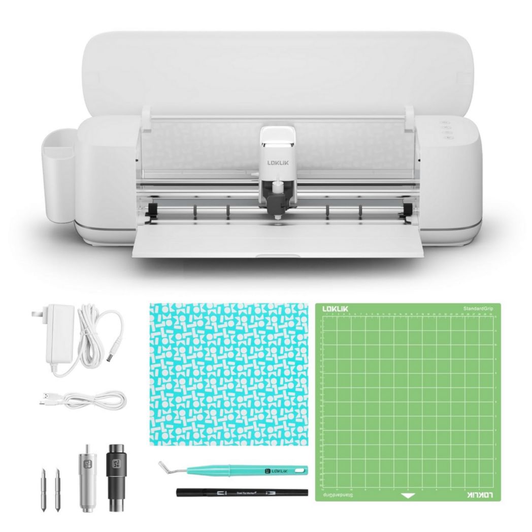 Machine de découpe LOKLiK iCraft - Machine de découpe pour personnaliser textiles, mugs, sacs, autocollants et décorations. Compatible avec le flex, le papier, le cuir, le carton et bien plus encore. (Blanc)