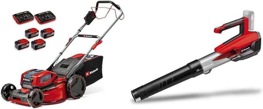 Tondeuse à gazon professionnelle sans fil Einhell GP-CM 36/47 S HW Li Power X-Change (36 V, largeur de coupe 47 cm, autotractée, moteur sans balais) Livrée avec 4 batteries 4,0 Ah et 2 chargeurs doubles