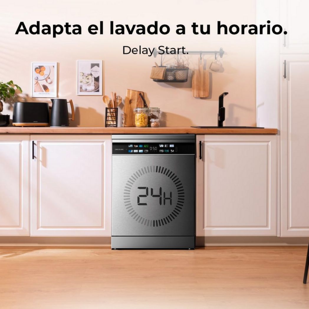 Lave-vaisselle Cecotec 60cm Bolero Aguazero 6700 B Lave-vaisselle blanc, 15 couverts, Classe B, moteur Inverter Plus, O2 Dry, Lavage Dual Zone, Plateau réglable, Turbo Dry+ et Demi-charge.