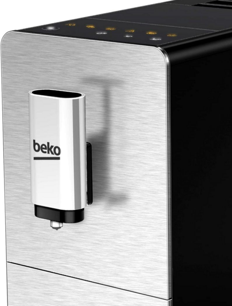 BEKO, Machine à café, expresso automatique, 1350 W / 19 bars, Capacité café : 125 g, Capacité eau : 1,4 L, Système autonettoyant, 5 niveaux de mouture, Arrêt automatique, Façade en acier inoxydable brossé