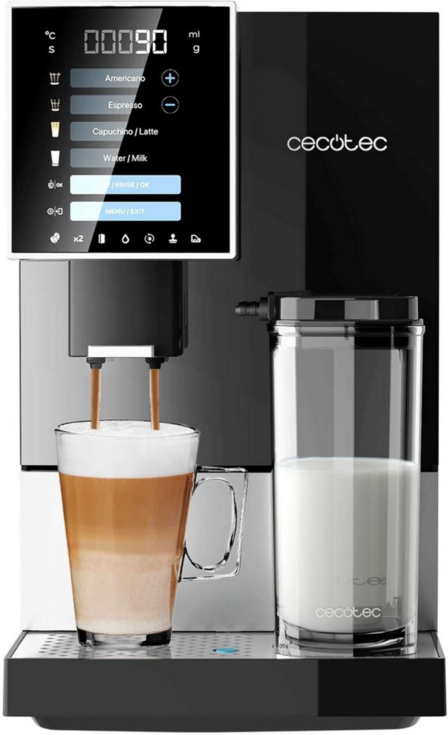 Machine à café super automatique Cecotec Cremmaet Compactccino Black Rose, 19 bars, réservoir à lait, système Thermoblock, 5 niveaux de mouture, réservoir à café de 150 g