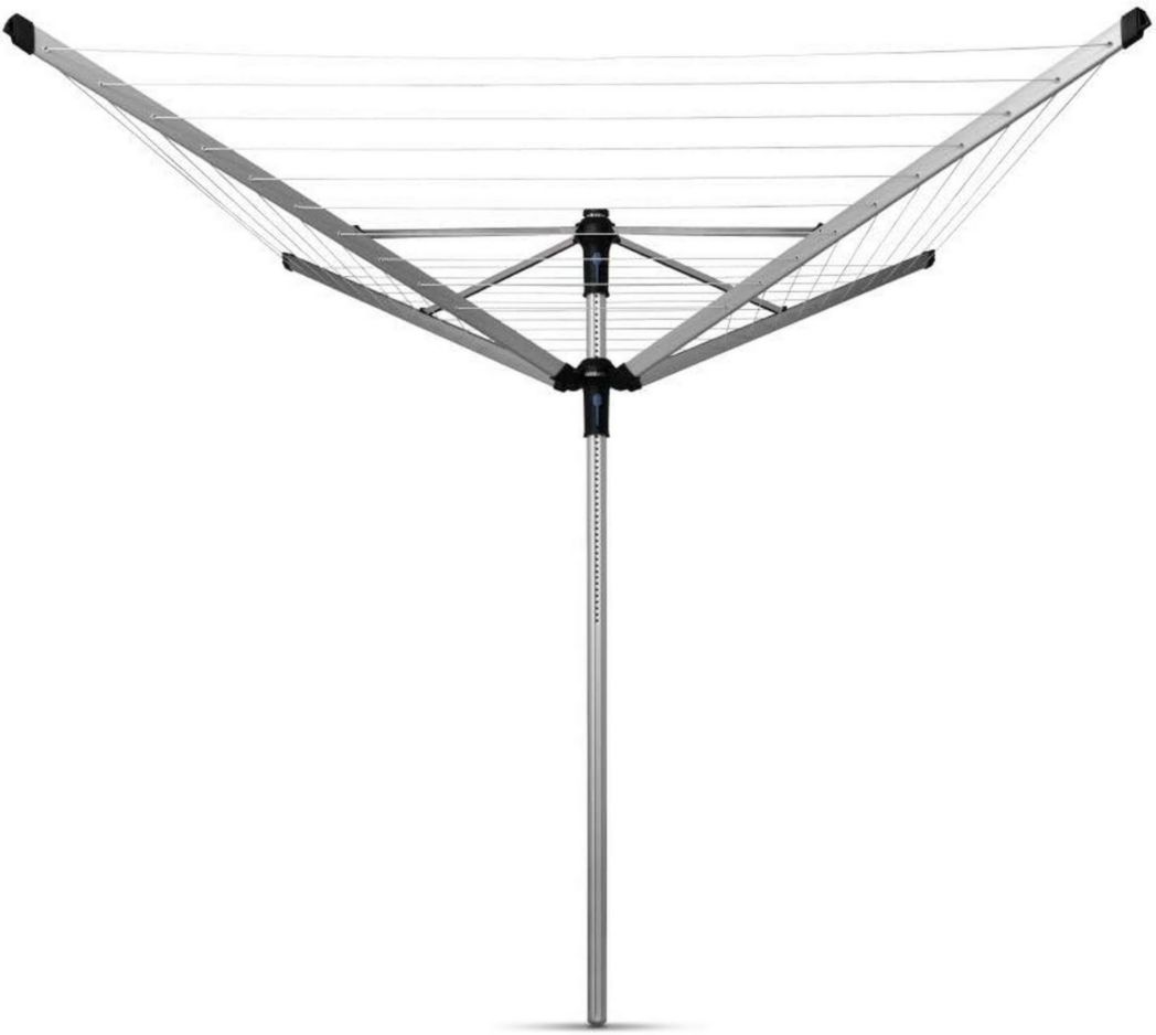 Brabantia - Séchoir à linge Lift-O-Matic - Étendoir à linge d'extérieur - Antidérapant - Résistant aux UV, 60 m - Rotation fluide - Pratique - Douille métallique à planter - Gris métallisé - 295 cm