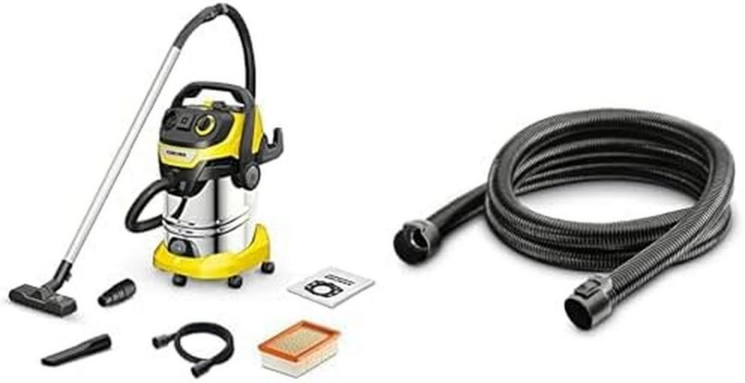 Aspirateur eau et poussière Kärcher WD 6 PS V-30/6/22/T, prise secteur, filtre plissé plat, fonction nettoyage, 1 300 W, réservoir : 30 l et bouchon de vidange, tuyau d'aspiration : 2,2 m