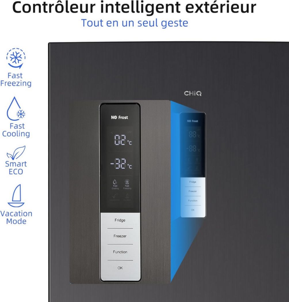 Réfrigérateur congélateur inférieur CHIQ CBM159LEBD 157 litres (109 + 48) Low Frost, faible bruit, refroidissement rapide, faible encombrement