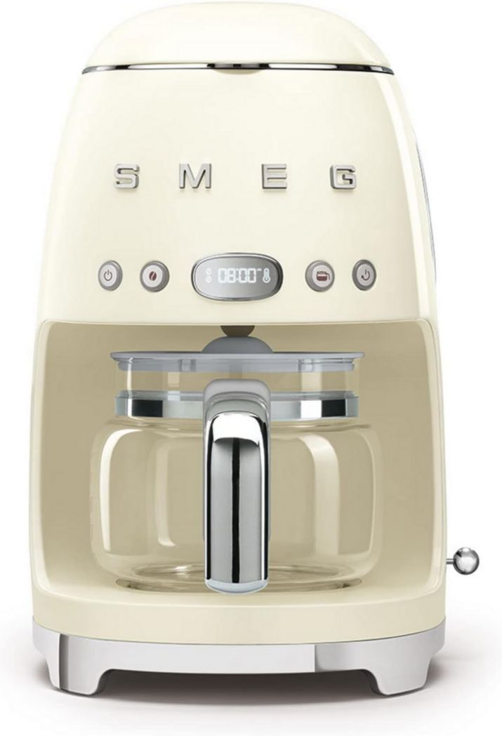 Smeg, DCF02PBEU, cafetière filtre, arôme et démarrage automatique, verseuse en verre jusqu'à 12 tasses, 2 niveaux d'intensité, maintien au chaud, 1050 W, bleu clair pastel