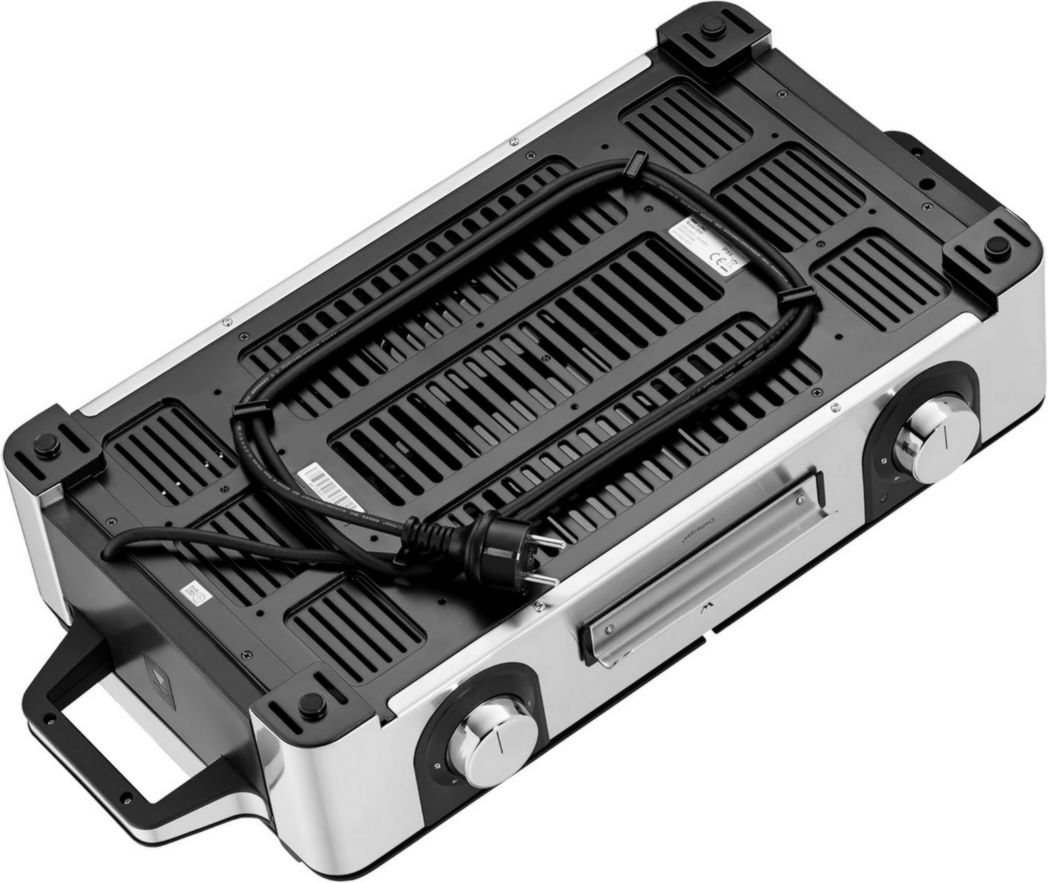 WMF Master-Grill électrique, 2400W, Grande surface 28x50cm, Revêtement antiadhésif, Plaques amovibles lavables au lave-vaisselle, Acier inoxydable Cromargan 18/10, Lono 0415280011