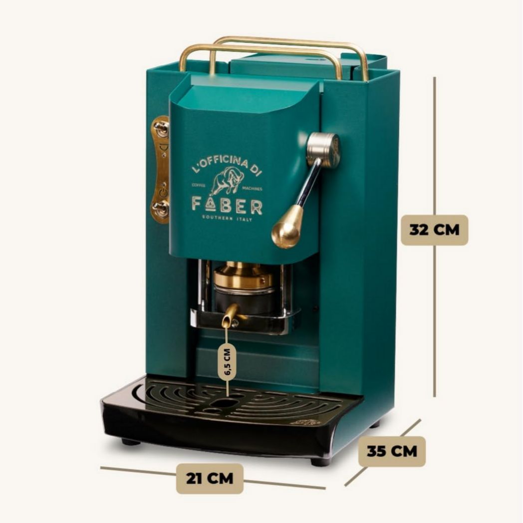 Machines à café Faber | Modèle Pro Total Inox Deluxe | Machine à café à dosettes 44 mm | Pressostat réglable en laiton | Électrovanne standard (laiton)