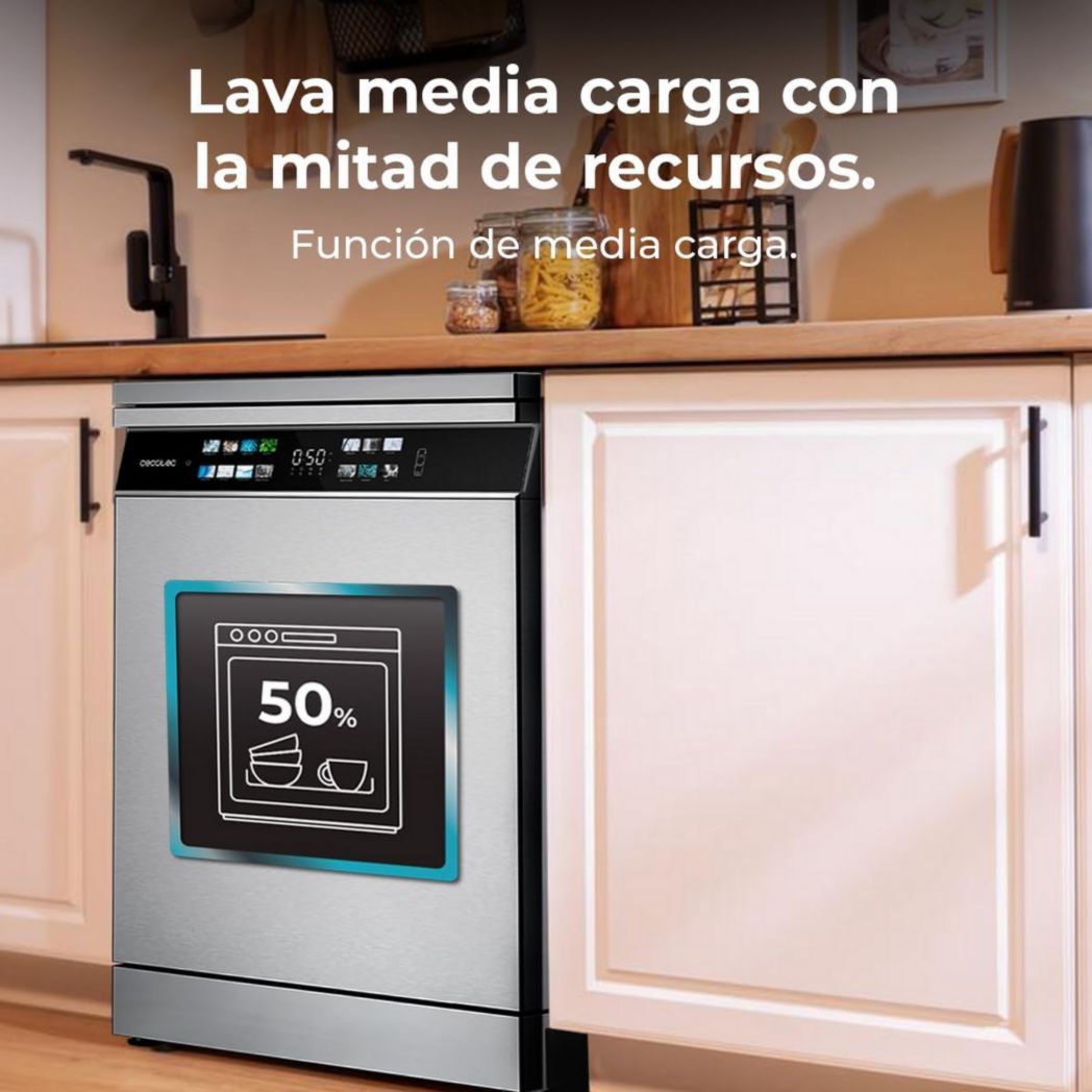 Lave-vaisselle Cecotec 60cm Bolero Aguazero 6700 B Lave-vaisselle blanc, 15 couverts, Classe B, moteur Inverter Plus, O2 Dry, Lavage Dual Zone, Plateau réglable, Turbo Dry+ et Demi-charge.