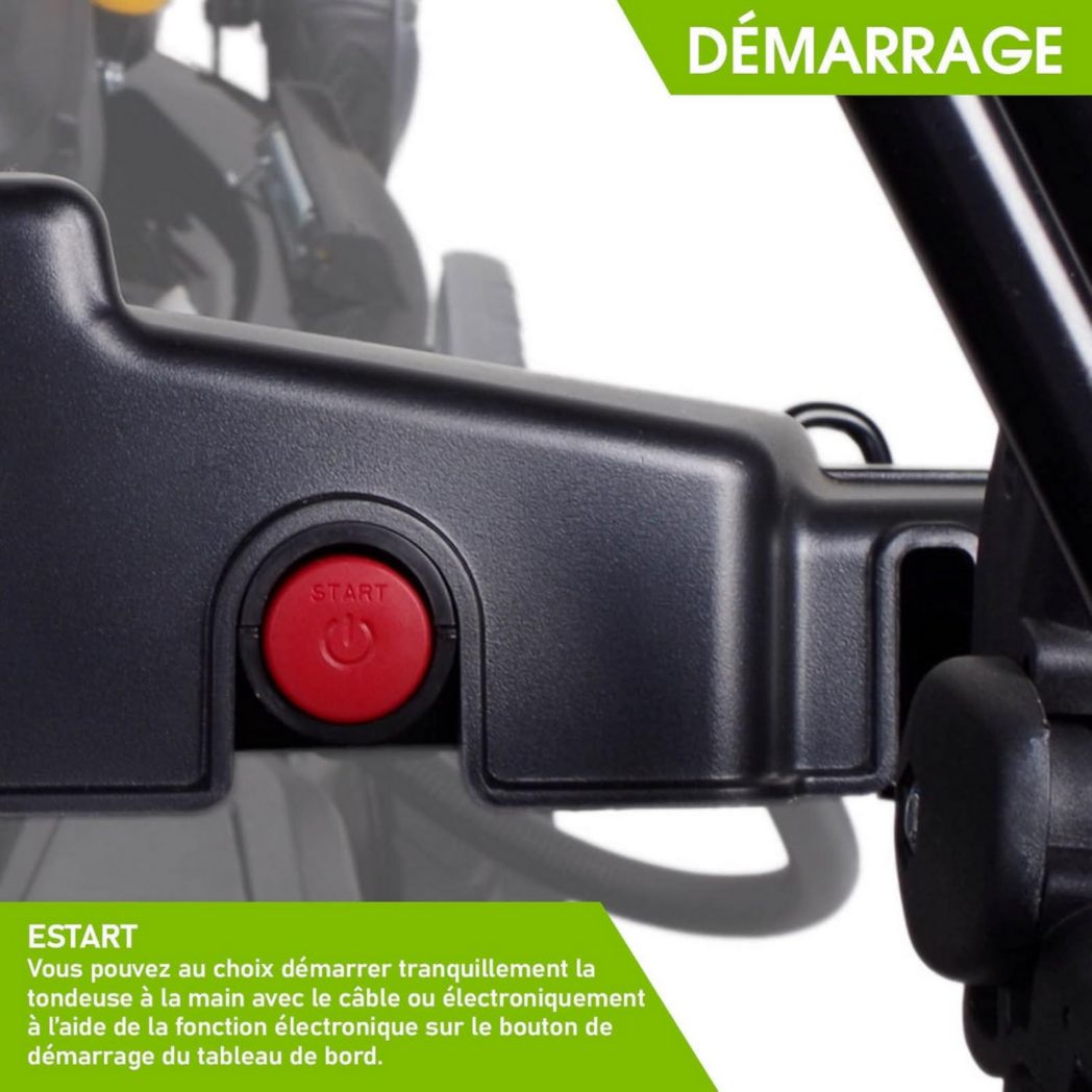 Tondeuse thermique 3 roues BRAST TRIKE E-START 224cc 53cm autotractée démarrage électrique mulching 4en1 capot tôle acier 60l - moteur 4 temps de la marque française GT réglable