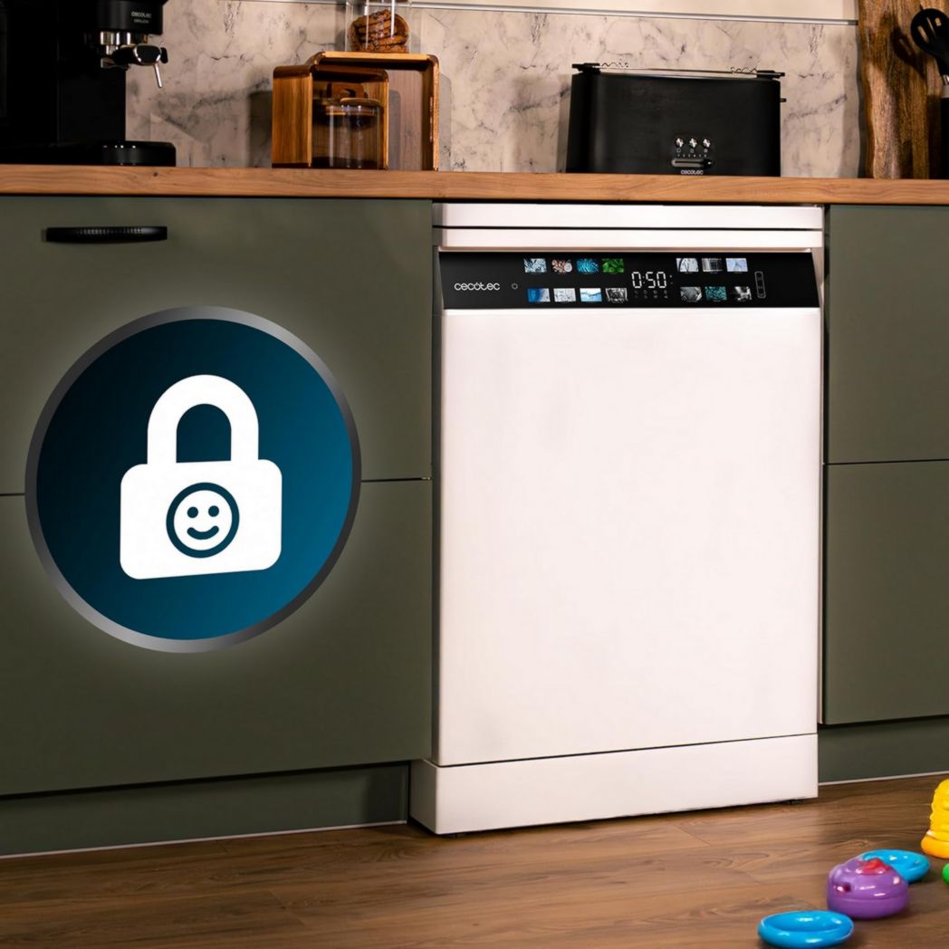 Lave-vaisselle Cecotec 60cm Bolero Aguazero 6700 B Lave-vaisselle blanc, 15 couverts, Classe B, moteur Inverter Plus, O2 Dry, Lavage Dual Zone, Plateau réglable, Turbo Dry+ et Demi-charge.