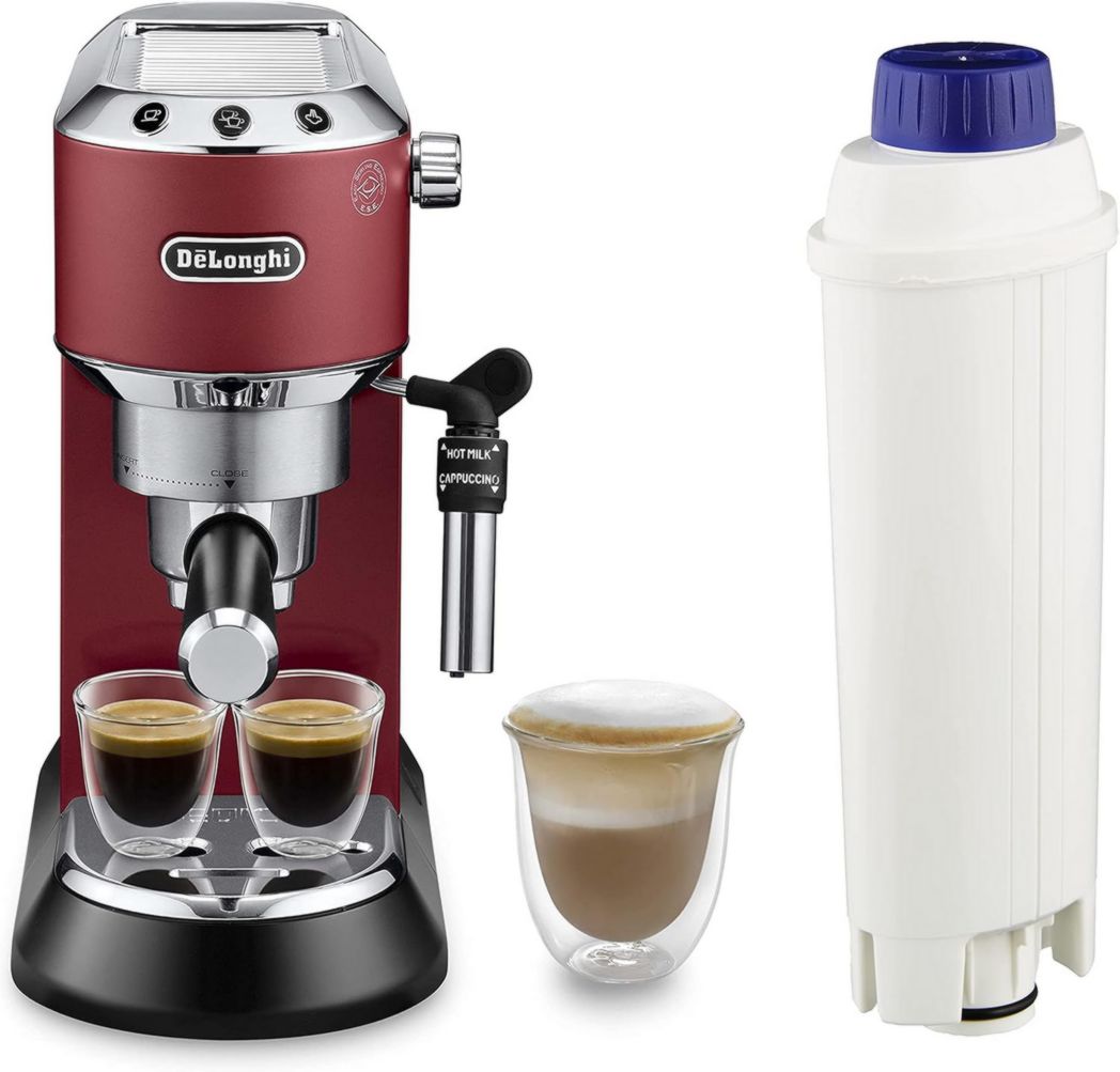 De'Longhi Dedica Style EC685.M, Machine à expresso avec buse à mousse de lait professionnelle, seulement 15 cm de large, réservoir de 1 L, boîtier en métal, compatible avec les dosettes ESE, métal