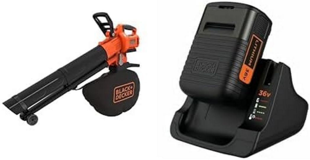 BLACK+DECKER - Souffleur, aspirateur et broyeur de feuilles sans fil 36 V - Livré avec un sac de 45 L - BCBLV36B-XJ