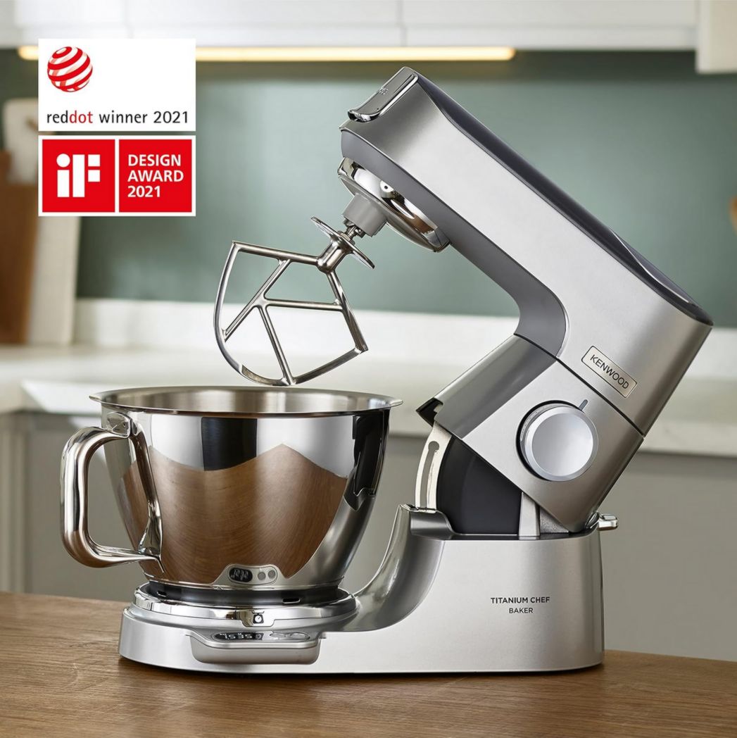 Robot pâtissier Kenwood Titanium Chef Baker XL, avec batteur K-Beater, crochet pétrisseur, fouet et bol de 7 litres, KVL85.424SI, 1 200 W, argent