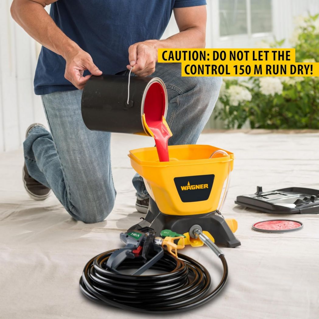Pistolet à peinture airless WAGNER Control 150 M pour peintures murales, vernis, lasures, protection du bois et anticorrosion en intérieur et extérieur, volume du réservoir 5500 ML