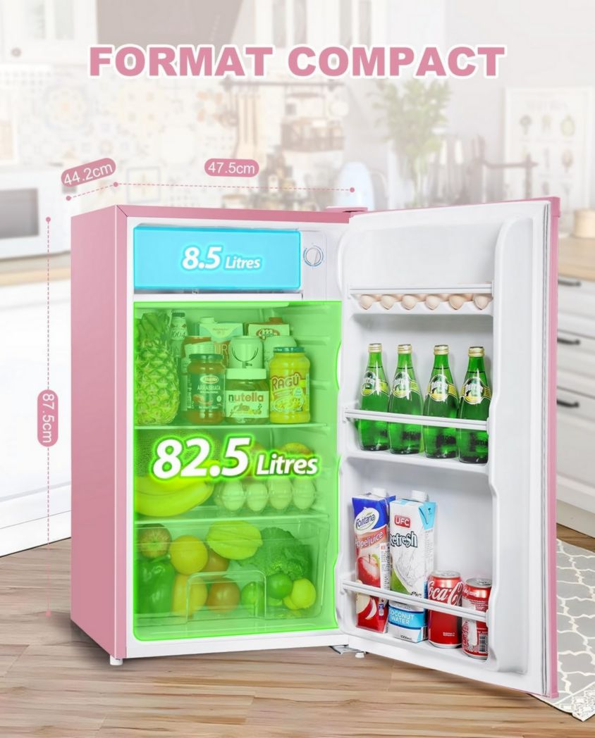 Mini-réfrigérateur Upstreman 91 L avec congélateur, thermostat réglable, pour petite pièce, réfrigérateur haut de gamme pour dortoir, bureau, blanc - BR321