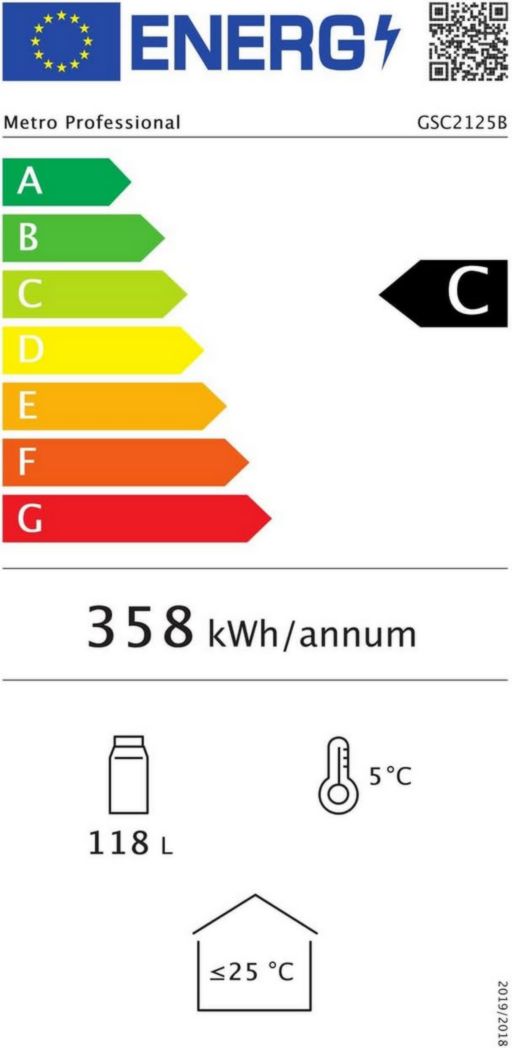 Réfrigérateur à boissons professionnel METRO GPC1088, métal/verre, 43 x 49 x 83 cm, 88 L, réfrigération statique, noir