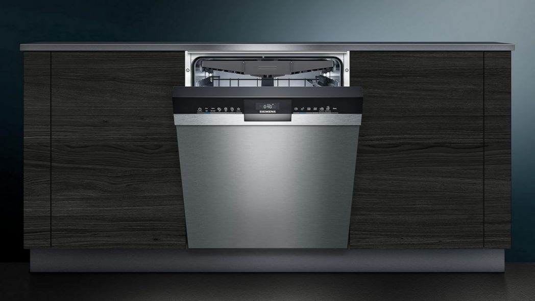 Lave-vaisselle Siemens SN43ES14VE, iQ300 Smart, lave-vaisselle sous-meuble avec tiroir à couverts, 60 cm, ouverture automatique de la porte grâce à AutoOpen sec, particulièrement silencieux avec