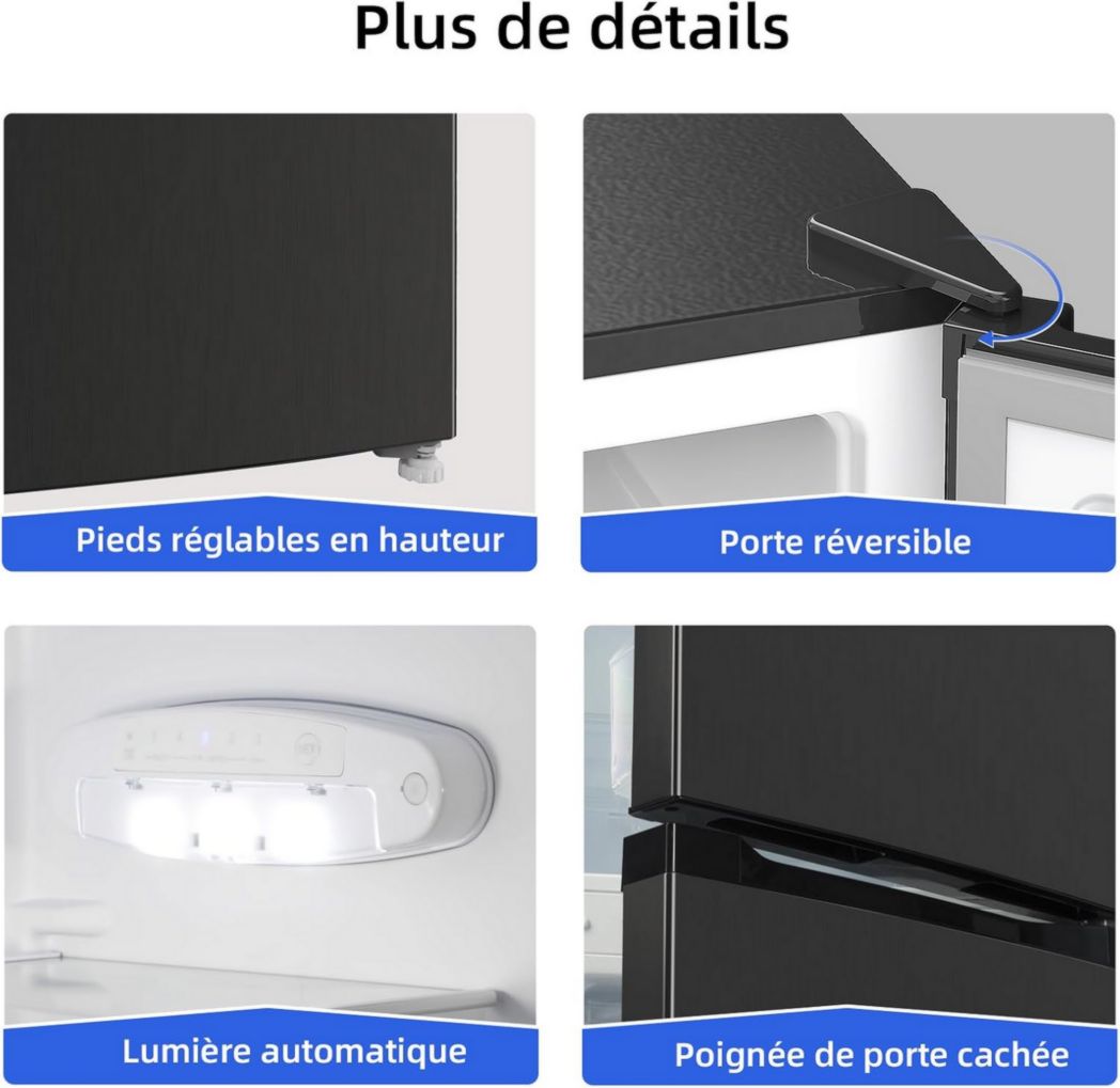 Réfrigérateur congélateur inférieur CHIQ CBM159LEBD 157 litres (109 + 48) Low Frost, faible bruit, refroidissement rapide, faible encombrement