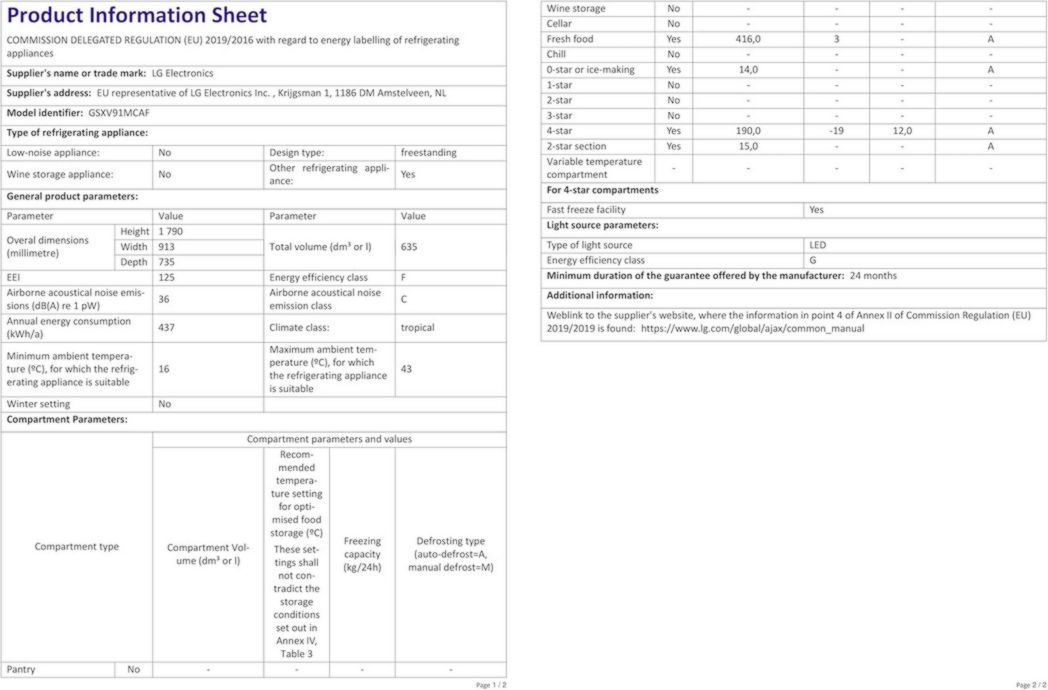 Réfrigérateur combiné LG GSXV91MCAF - Côte à côte, 635 L, InstaView, Total No-Frost, compartiment congélateur, distributeur d'eau et de glaçons UVnano, compresseur à onduleur linéaire, Wi-Fi, noir, classe F