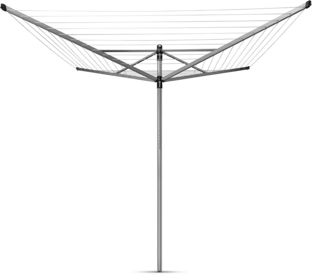Brabantia - Séchoir à linge Lift-O-Matic - Étendoir à linge d'extérieur - Antidérapant - Résistant aux UV, 60 m - Rotation fluide - Pratique - Douille métallique à planter - Gris métallisé - 295 cm