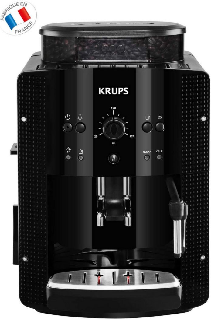 KRUPS ESSENTIAL BLACK Machine à café à grains avec moulin à grains Machine à expresso 2 tasses et tablettes de détergent Espresseria Compatible avec Full Auto EA/XP et Rowenta ES Accessoire officiel