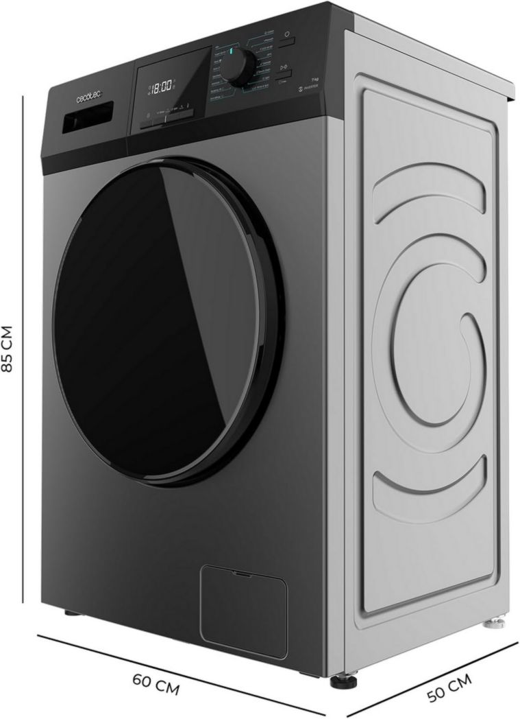 Lave-linge frontal Cecotec Bolero Dresscode 9410 Inverter A 9 kg. Puissance : 1 900 W, 1 400 tr/min réglable, 16 programmes, faible consommation d'énergie, vapeur, stérilisation du linge.