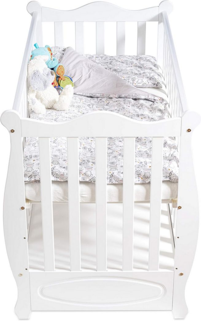 Lit bébé moto-MOLTICO 60x120 cm avec tiroir – Lit en bois réglable en hauteur, transformable en lit enfant avec barrières de sécurité – Lit bébé pour filles et garçons