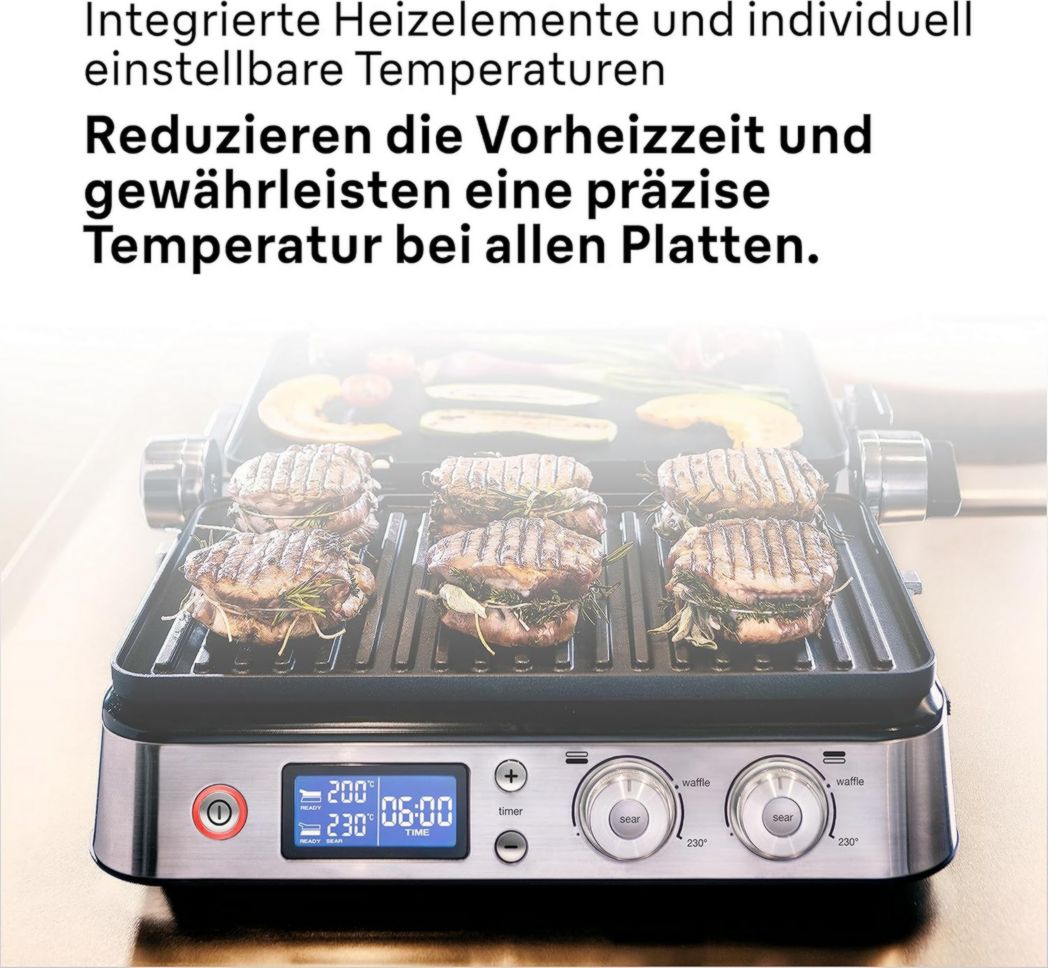 Braun MultiGrill 9 CG 9047, appareil à panini électrique avec plaques de cuisson, cuisson, gaufres, 2 thermostats indépendants, 3 positions de cuisson, plaques lavables au lave-vaisselle, 2 000 W, noir/acier inoxydable