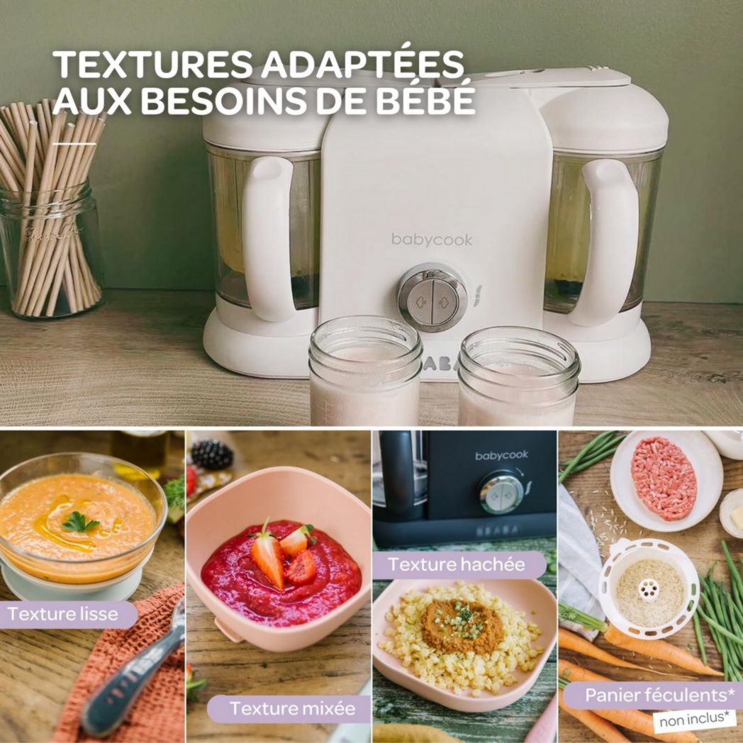 BÉABA, Robot Cuiseur Bébé 4 en 1 Babycook Duo, Mixeur-Cuiseur, Cuisson Vapeur Rapide 15 minutes, Diversification des Aliments, Petits Pots Bébé Maison, Capacité XXL 2200 ml, Noir