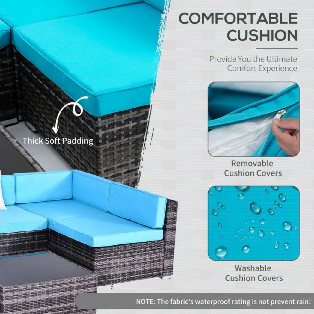 Ensemble de canapés d'extérieur sectionnels en osier