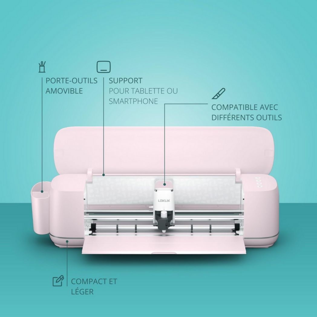 Machine de découpe LOKLiK iCraft - Machine de découpe pour personnaliser textiles, mugs, sacs, autocollants et décorations. Compatible avec le flex, le papier, le cuir, le carton et bien plus encore. (Blanc)