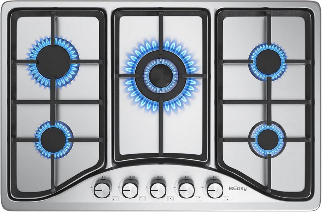 Plaque de cuisson à gaz 4 feux, plaque de cuisson 60 cm - Cuisinière encastrable - Gaz de ville et gaz en bouteille (4 feux - Verre)