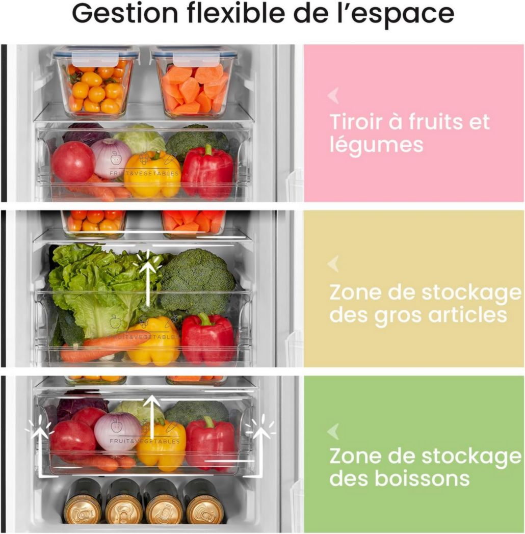 Réfrigérateur Comfee' RCB169DK2(E) avec congélateur / Hauteur 150 cm / Low Frost / Température de réfrigérateur réglable / Éclairage LED / 195 kWh/an / Réfrigérateur 115 L / Congélateur 59 L / Noir