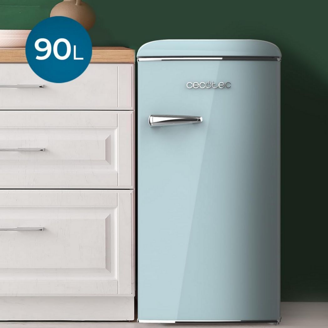 Mini-réfrigérateur Cecotec Bolero CoolMarket TT Origin 45 Rouge. Réfrigérateur de table rétro 45 L, 55 cm de haut, 44,7 cm de large, classe énergétique E, bac à glaçons et poignée chromée, rouge.