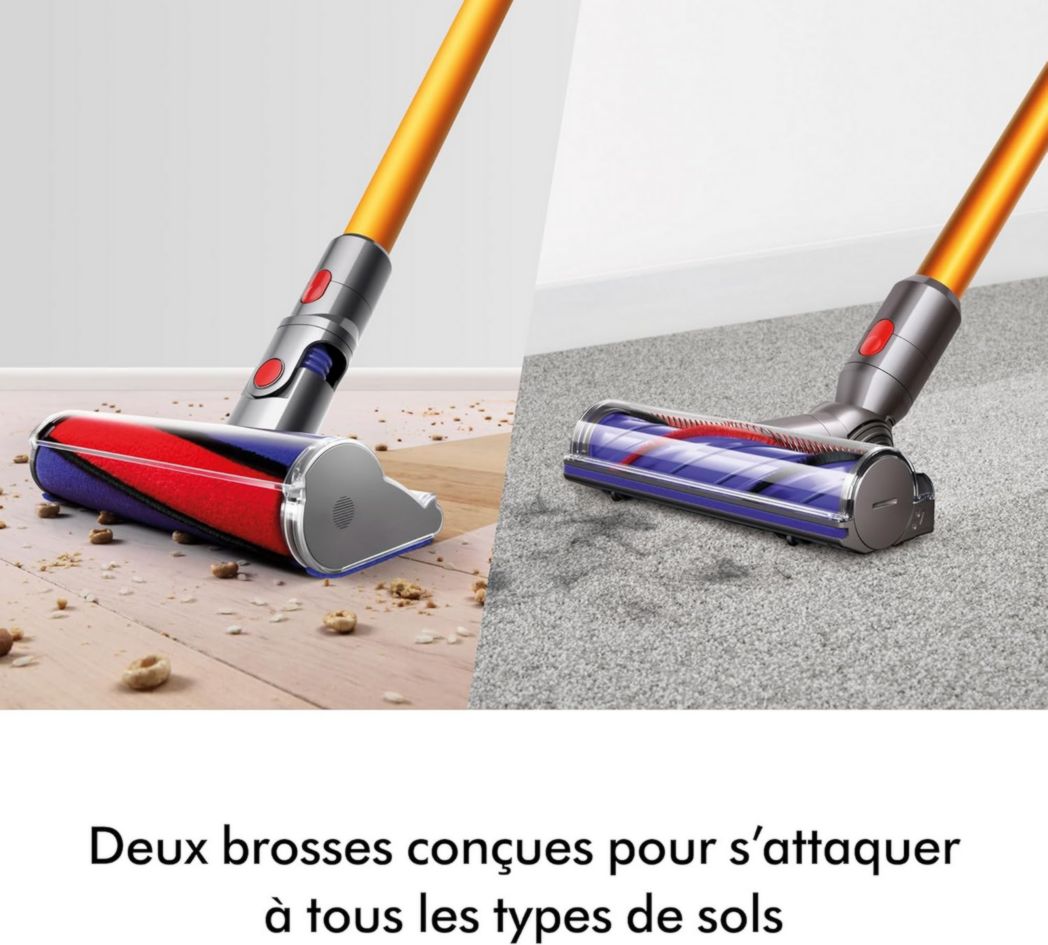 Aspirateur-balai sans fil Dyson V8 Advanced™ – 130 AW, autonomie de 40 min, brosse motorisée auto-démêlante, accessoires combinés, station d'accueil murale, argent/nickel