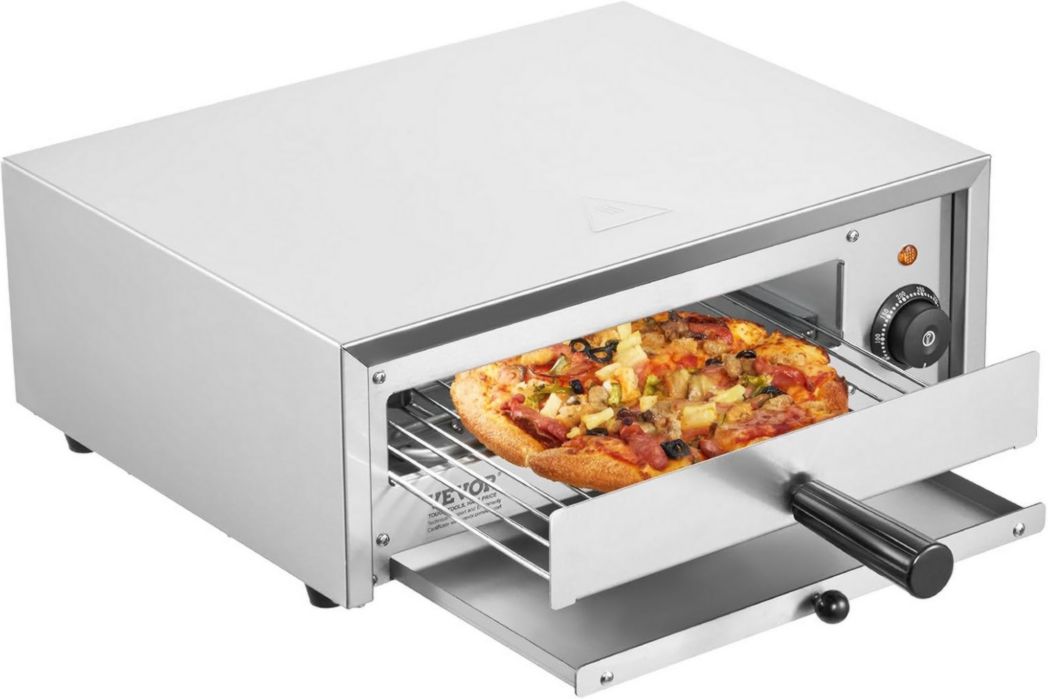 Four à pizza professionnel VEVOR, capacité de 14 pouces, four électrique de comptoir à deux étages, en acier inoxydable, avec pierre et poignée, machine à pizza d'intérieur polyvalente pour restaurant à domicile