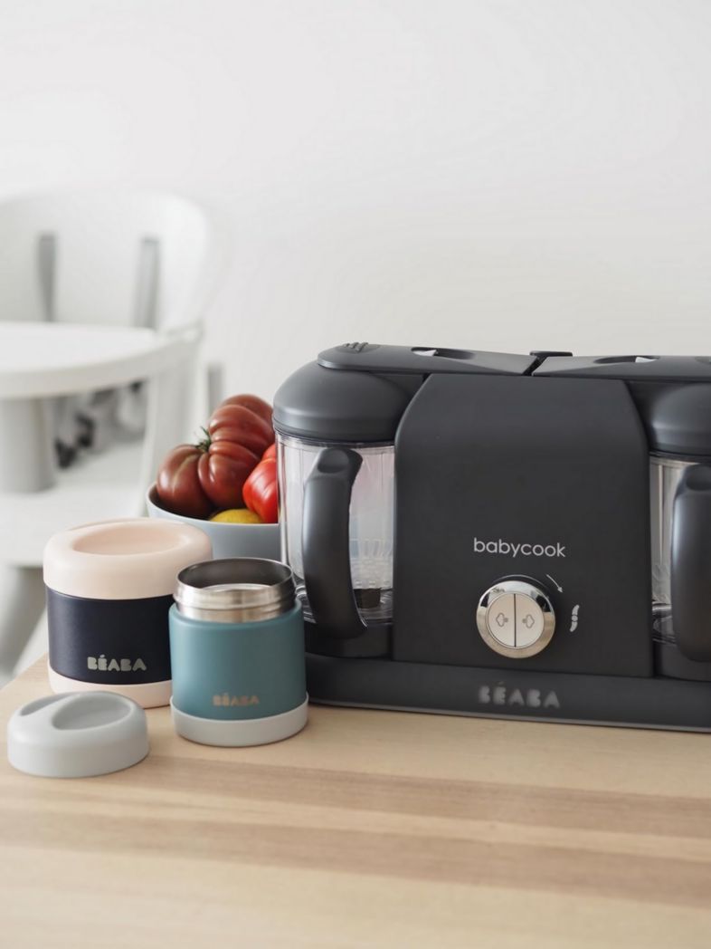BÉABA, Robot Cuiseur Bébé 4 en 1 Babycook Duo, Mixeur-Cuiseur, Cuisson Vapeur Rapide 15 minutes, Diversification des Aliments, Petits Pots Bébé Maison, Capacité XXL 2200 ml, Noir