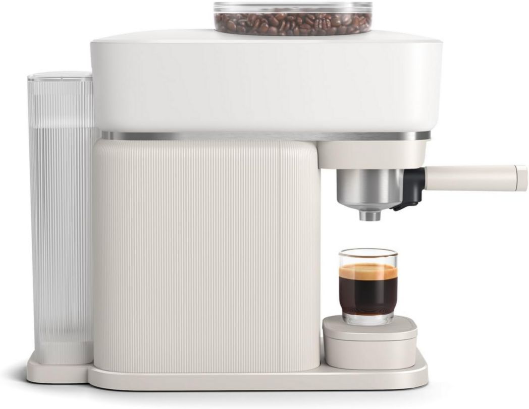 Machine à expresso Philips Baristina - Un véritable expresso, en toute simplicité - Compacte - 16 bars de pression - Broyeur intégré - Machine blanche avec porte-filtre blanc (BAR300/00)