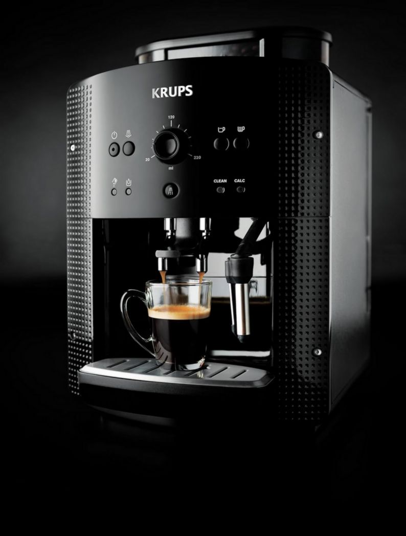 KRUPS ESSENTIAL BLACK Machine à café à grains avec moulin à grains Machine à expresso 2 tasses et tablettes de détergent Espresseria Compatible avec Full Auto EA/XP et Rowenta ES Accessoire officiel