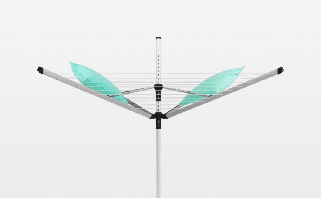 Brabantia - Séchoir à linge Lift-O-Matic - Étendoir à linge d'extérieur - Antidérapant - Résistant aux UV, 60 m - Rotation fluide - Pratique - Douille métallique à planter - Gris métallisé - 295 cm